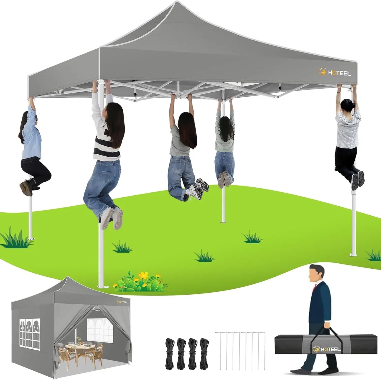 Pop Up Canopy Tents Heavy Duty Commercial Party Tents Easy Up with Roller Bag & Sand Bags