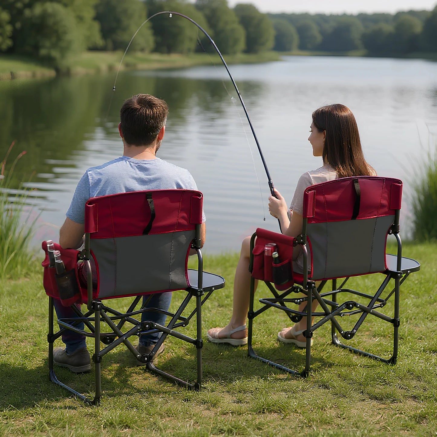 1 Pack / 2 Pack Oversized Heavy Duty Folding Directors Chair for Adults, 400 Lbs Capacity