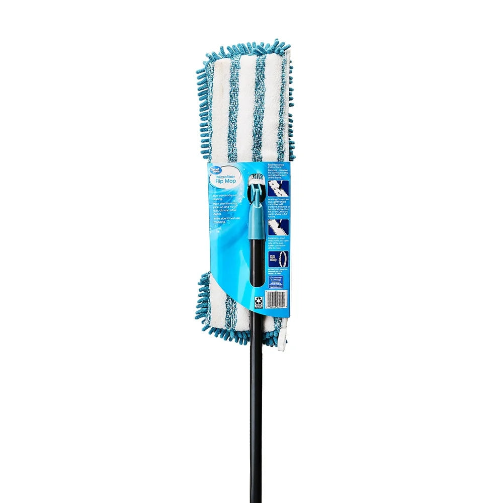 Microfiber Flip Dust Mop Extra Absorbent Dry Wet Mop Cushion Grip Handle Machine Washable