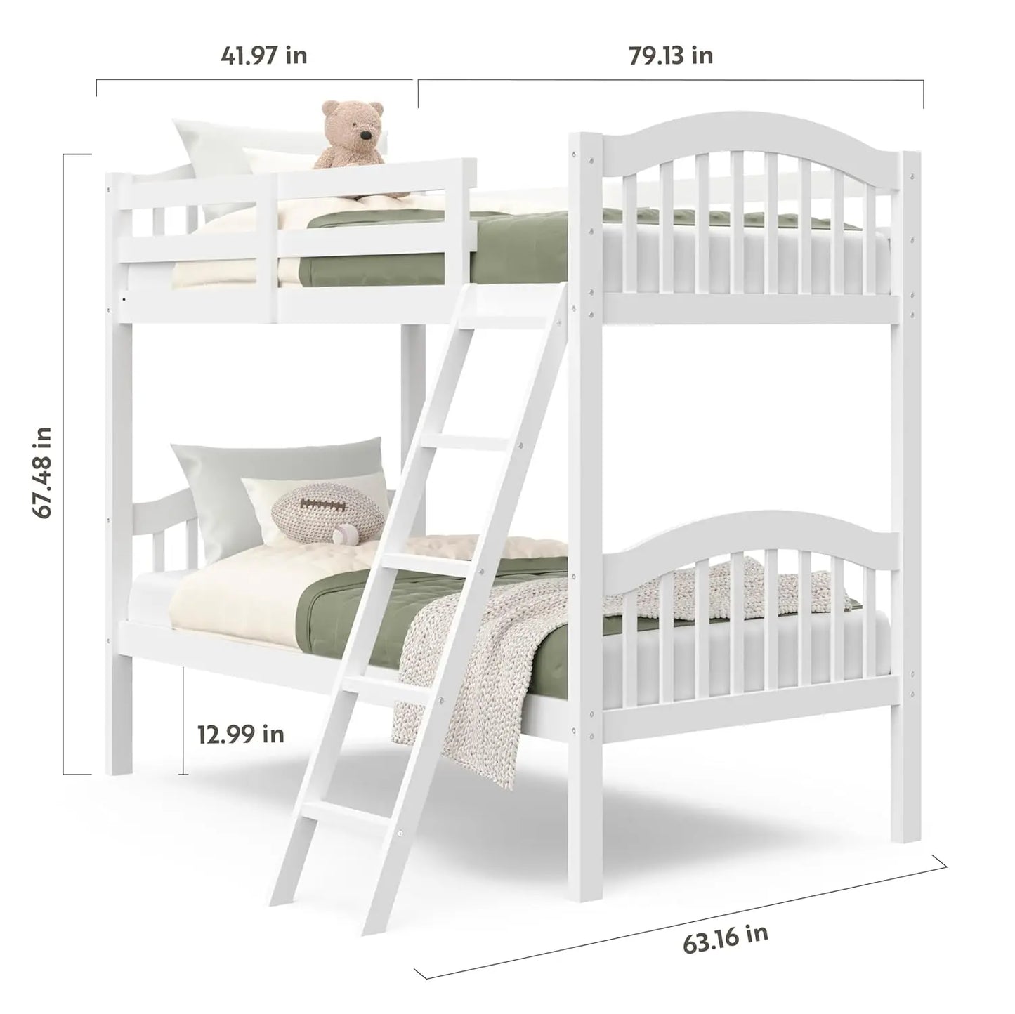 Storkcraft Long Horn Twin-Over-Twin Bunk Bed (White) - GREENGUARD Gold Certified, Converts to 2 twin