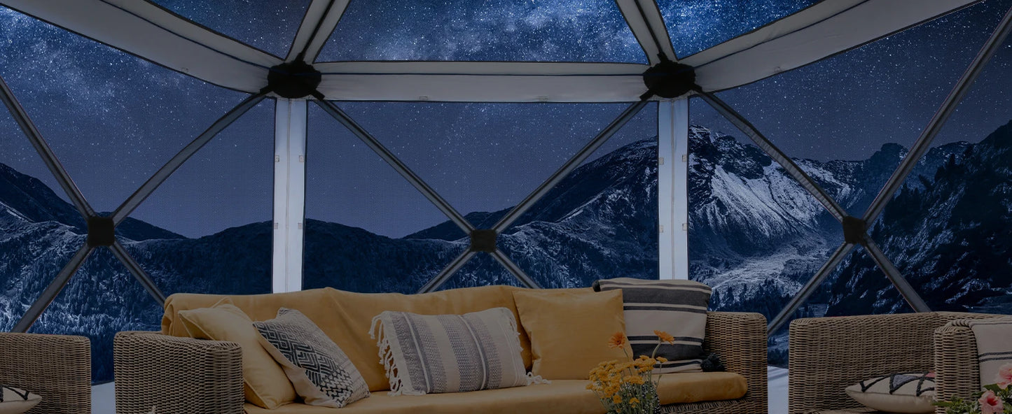Pop Up Gazebo 12'x12' 6-Sided Screen House Tent for Camping, Instant Stargazing Gazebo Canopy