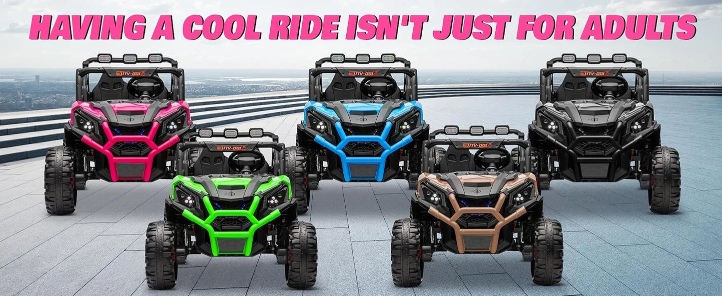 24V XL 2 Seater Ride on Toys Car for Girls, 2WD/4WD Switchable Off-Road UTV w/Long-Endurance Battery