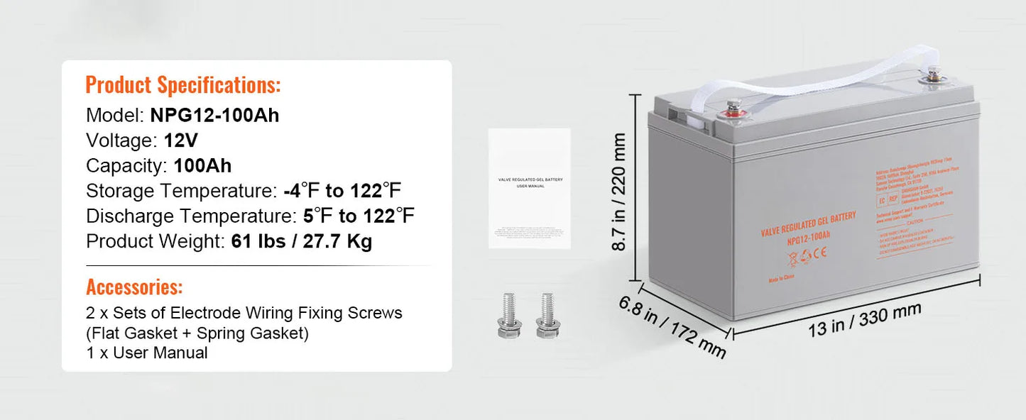 SucceBuy Deep Cycle Battery 12V40/100/200 AH AGM Marine Rechargeable Self-Discharge 400A/800A/1400A