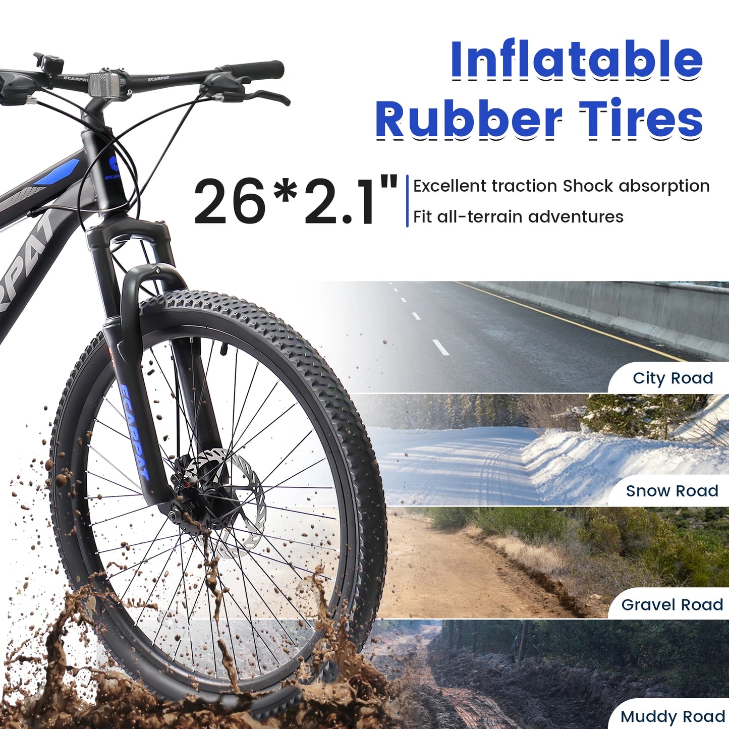 Ecarpat Dual Full Suspension Mountain Bike 24/26/27.5 Inch, 21-Speed Disc Bicycles