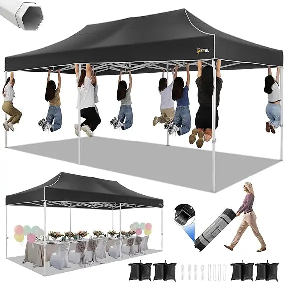 HOTEEL 10x20 Pop up Canopy Tent, Heavy Duty Easy Setup Tent Without Sidewalls