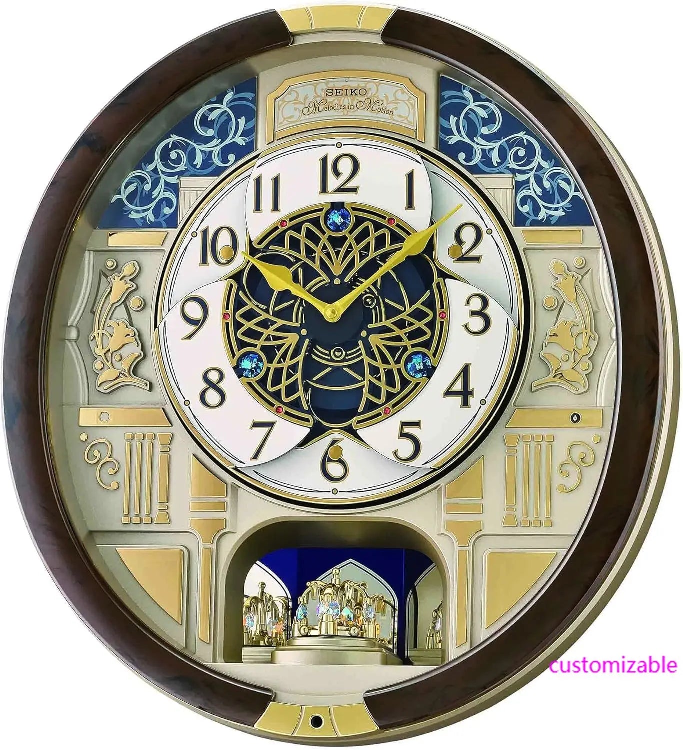 Melodies in Motion Wall Clock, Golden Trellis