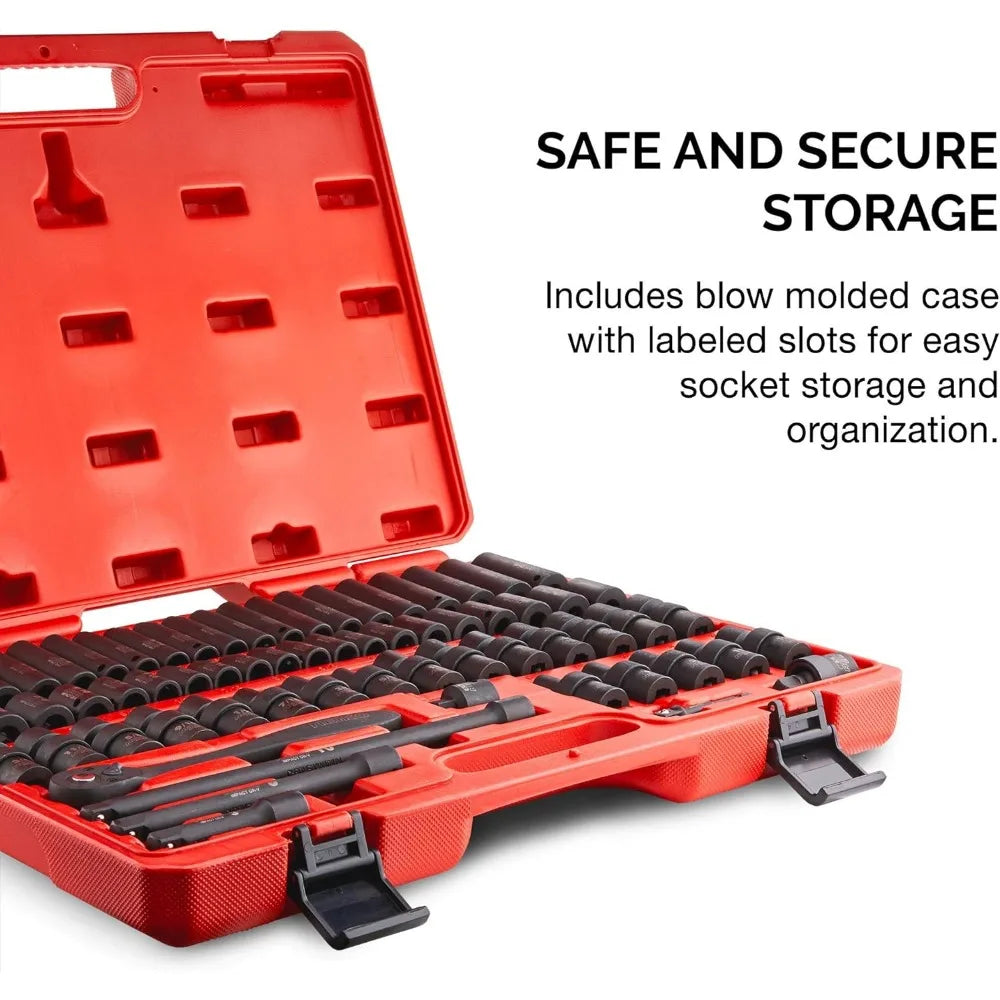 02471A Impact Shallow & Deep Socket Set, 3/8” Drive, 67 Piece, Metric & Standard Master Socket Set