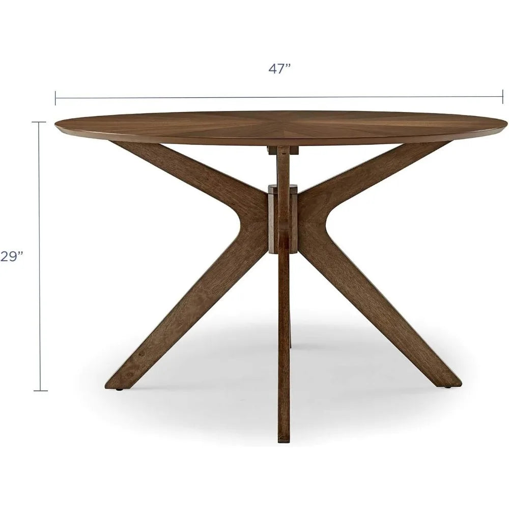 Crossroads 47" Round Wood Dining Table, Walnut