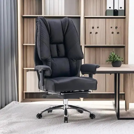 Office Chair 400lbs Wide Seat, Leather High Back Executive Office Chair with Foot Rest