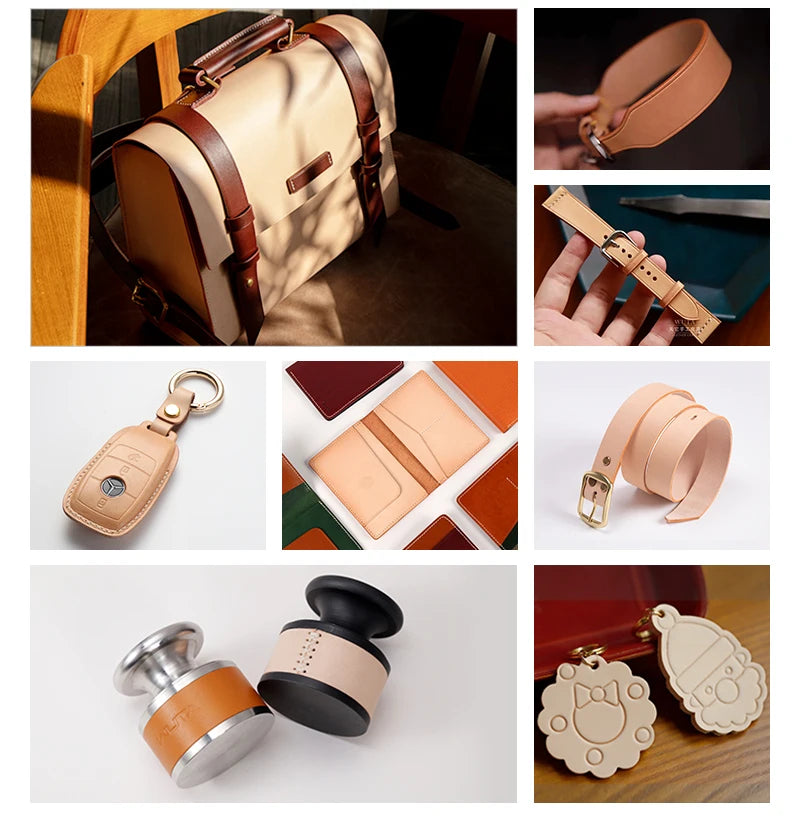 WUTA Full Grain Drum Dyed Vegetable Tanned Cowhide Skin Pre-cut Vachetta Leather Genuine Leather