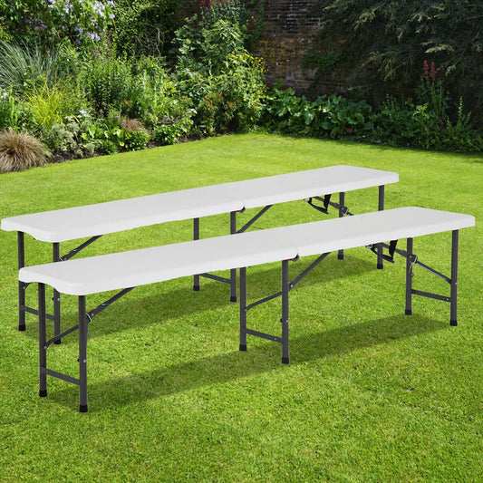 US  6FT Folding Portable Plastic In/Outdoor Camping Picnic Party Dining Bench 1 or 2 each Per Pack