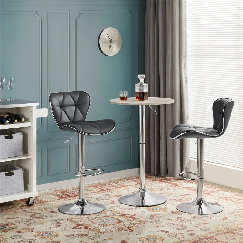 Alden Design Adjustable Midback Faux Leather Bar Stool, Set of 2, - My Store