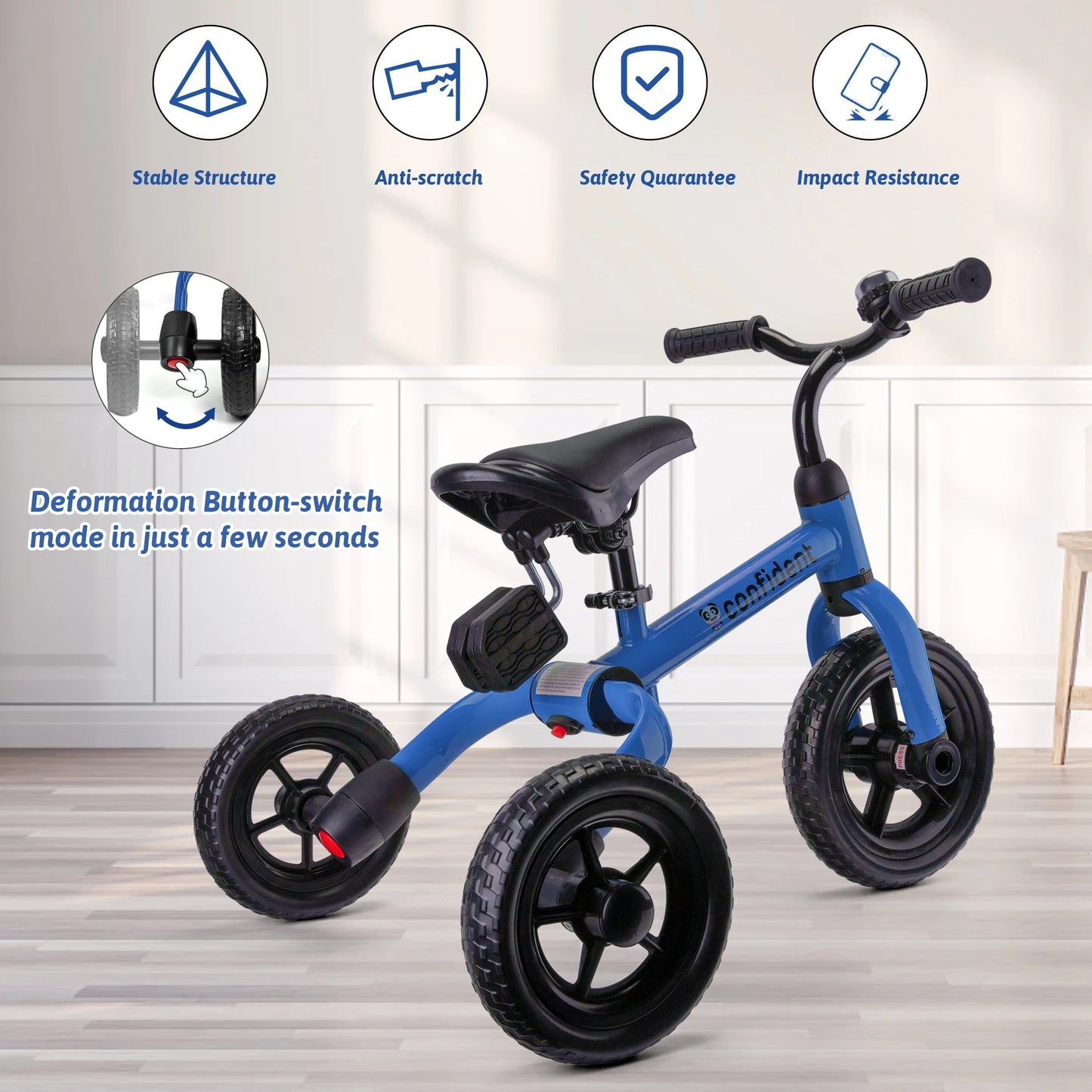 Toddlers Tricycle for 2/3/4/5 Years Old Boy&Girl with Detachable Pedal And Training Wheel Baby Gift