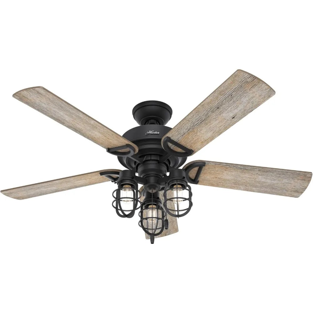 Fan Company 50409 Rustic 52"Starklake Indoor/Outdoor Ceiling Fan w/3 LED Bulbs/Pull Chain Control