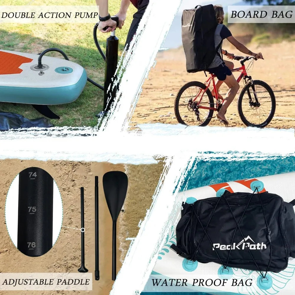 Inflatable Stand Up Paddle Board (6’’ Thick) with Premium SUP Accessories & Bag Non-Slip