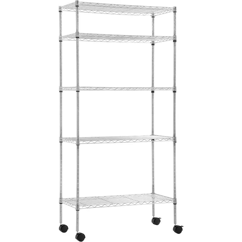 Storage Shelves 2100Lbs Capacity, 6-Shelf on Casters 48" L×18" W×72" H Commercial Wire Shelving Unit