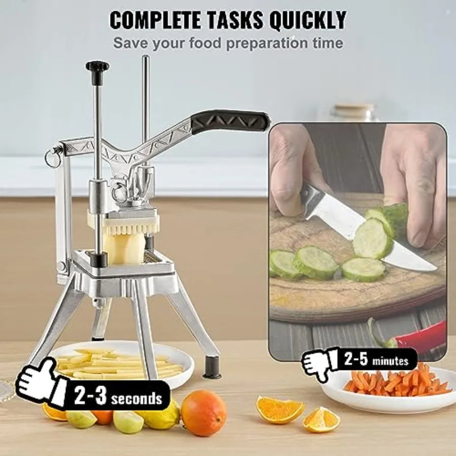 Commercial Vegetable Chopper w/ 4 Replacement Blades Stainless Steel French Fry Cutter Potato Dicer