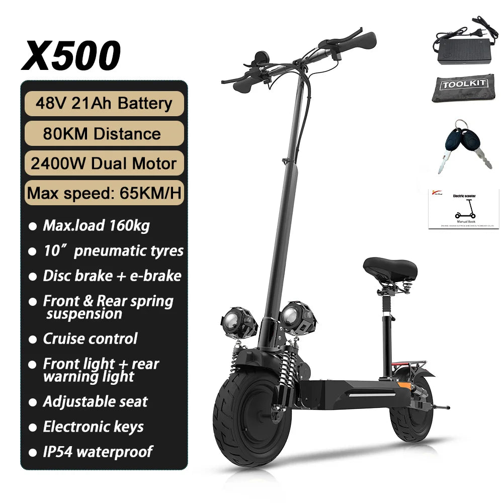 55-85KM/H Speed Electric Scooter 1200W - 6000W Dual Motor 11" Off Road Tire 100KM E Scooter