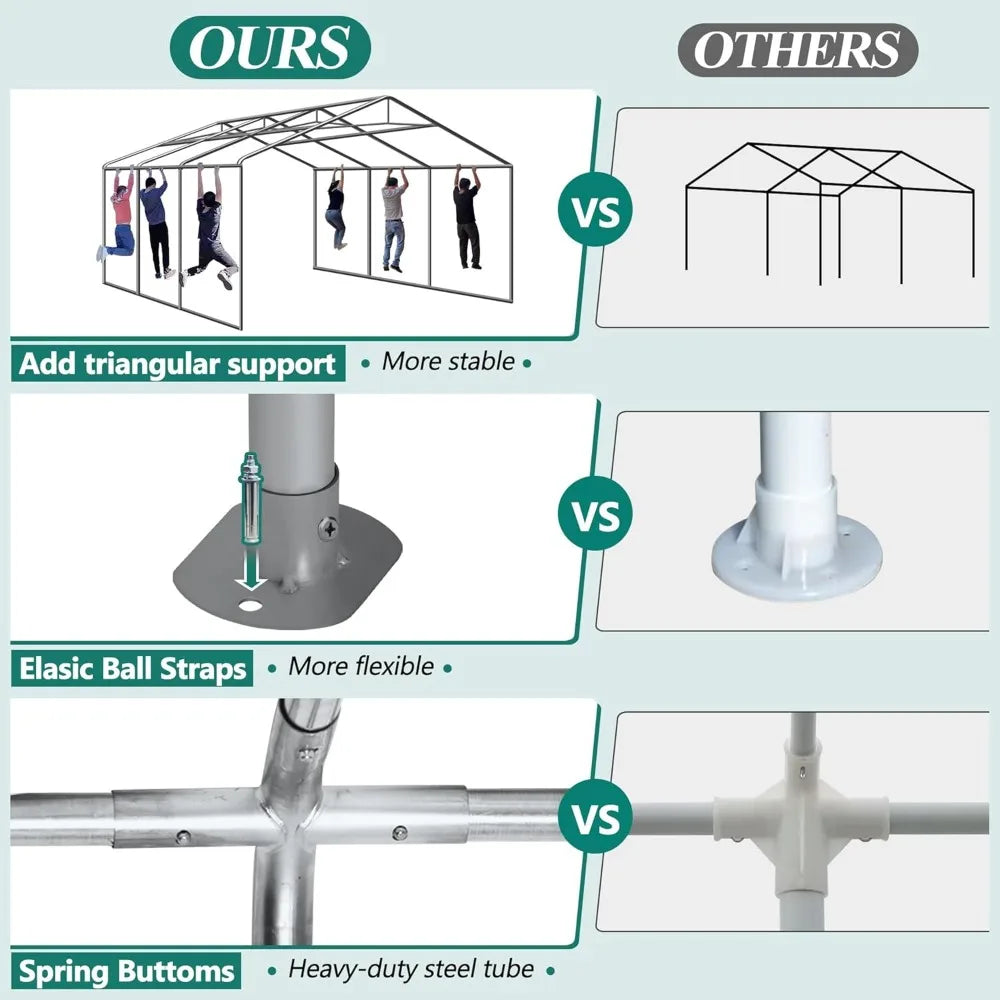 20' x 20' Canopy Party Tent & Carport - Heavy Duty Outdoor Wedding Gazebo w/4 Sand Bags, Shelter