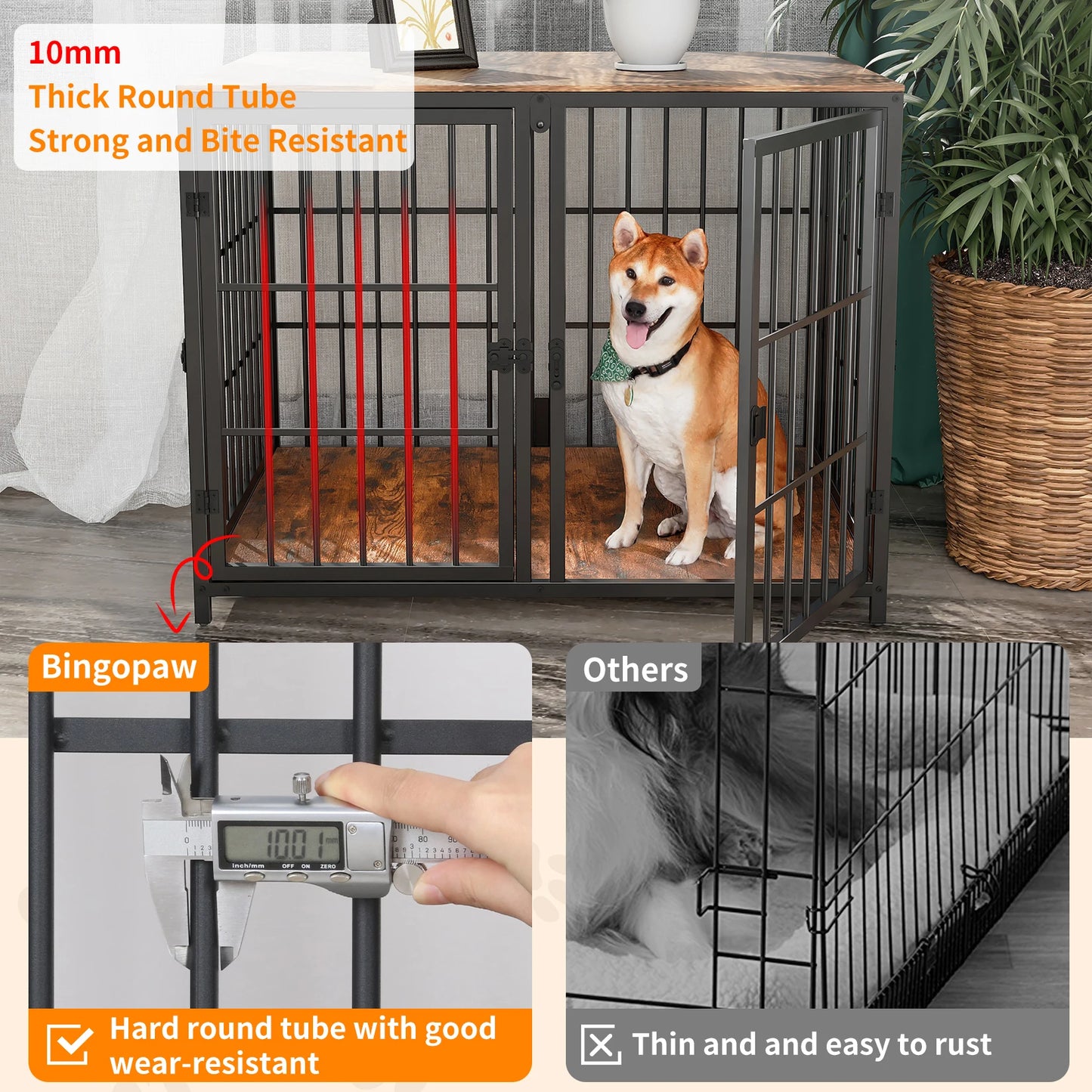 Dog Crate Furniture Heavy Duty , End Side Table, Wooden Dog House for Small Medium Large Dog