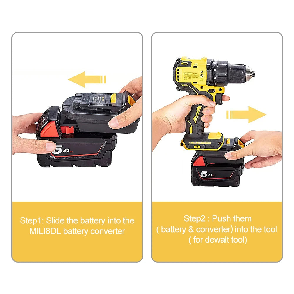 MIL18DL Adapter for Milwaukee 18V Li-Ion Battery Convert to Dewalt MAX 18V/20V, Battery Converter