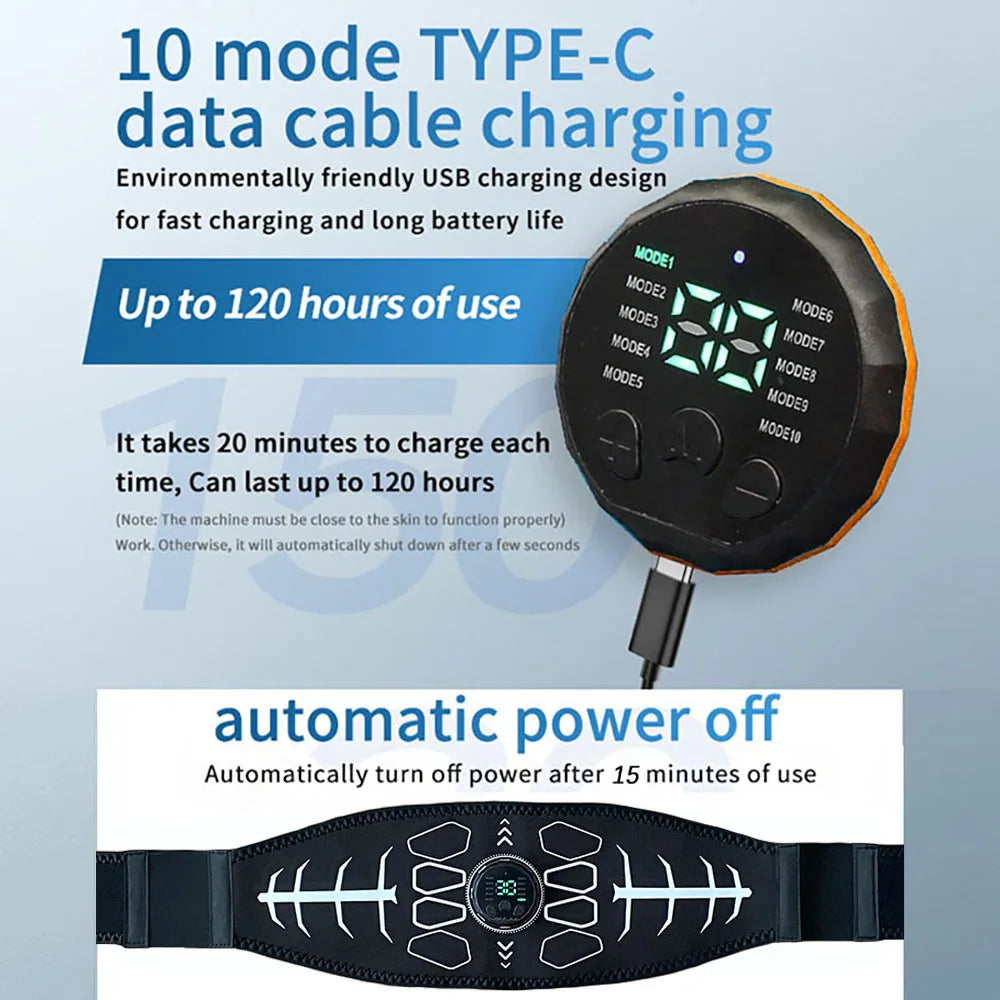 Abdominal Toning Belt Muscle Toner EMS Muscle Stimulator Abs Trainer Recharge Body Massager