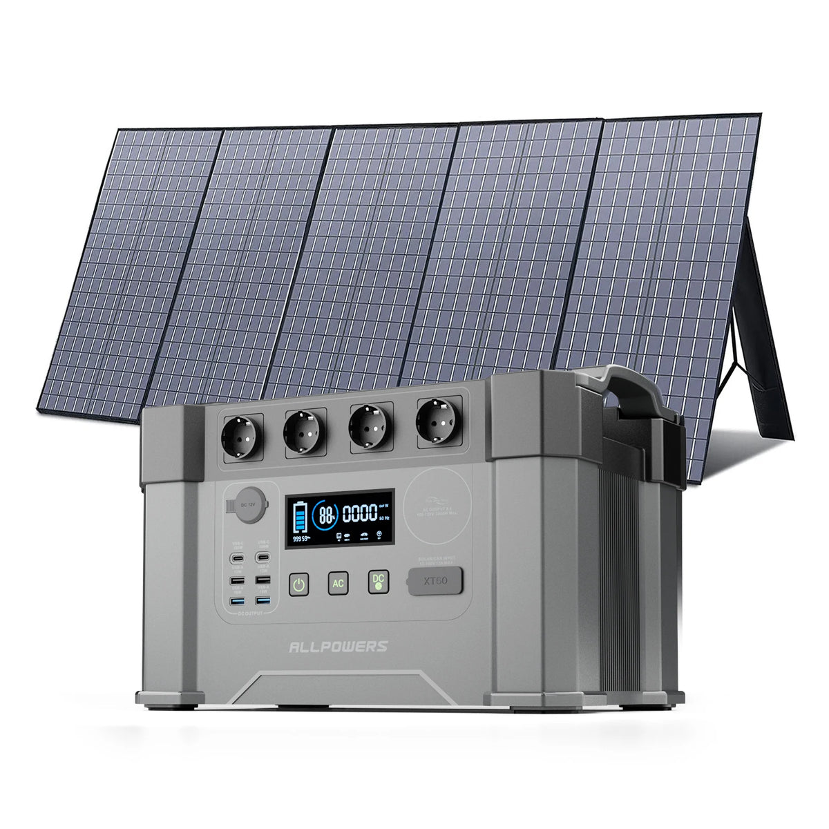 ALLPOWERS Solar Generator S2000 Pro with 400W Solar Panel, 4 x 2400W AC Outlets, 2400W
