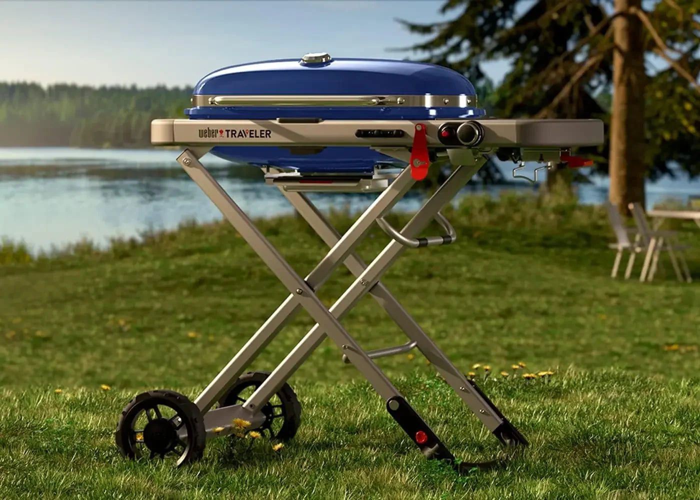 WEBER Traveler Portable Gas Grill, Blue Gas Barbecue Grill