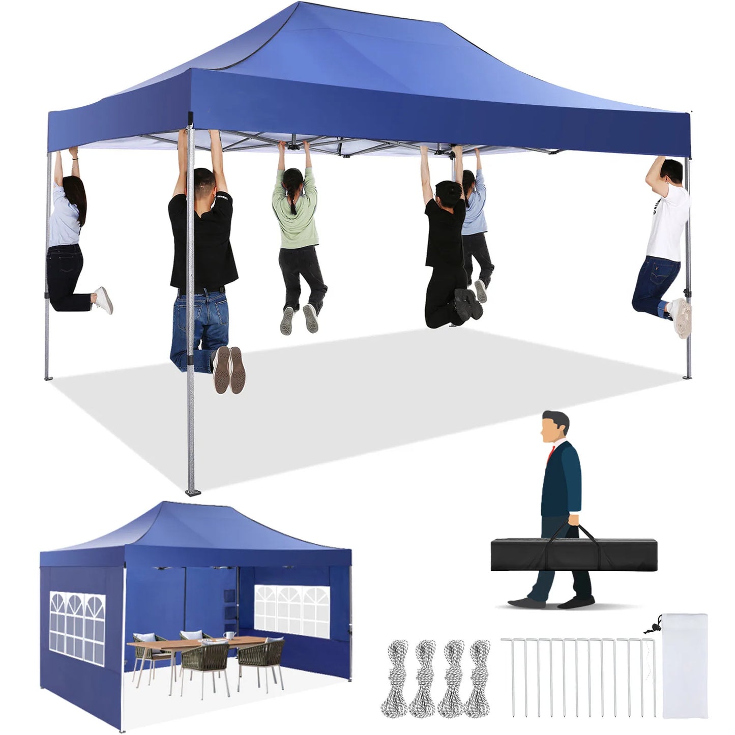 COBIZI 10x15 Heavy Duty Pop up Canopy Tent with 4 sidewalls Commercial Canopy Wedding Party Tents