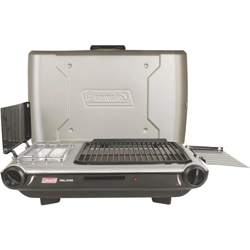 Coleman Classic 2-in-1 Camping Grill/Stove w/2 Adjustable Burners, Propane Grill/Stove w/Ignition