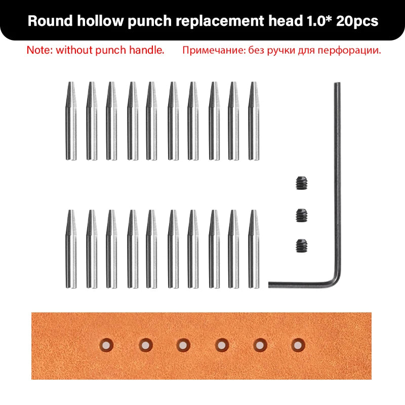 WUTA 3G Leather Punches Head Pricking Iron Removable Diamond Olive Round Hole French Style