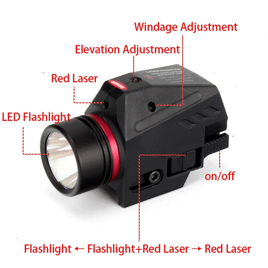 LED Weapon Gen Light Flashlight Red Dot Laser Sight Military Airsoft Pistol Gun Light for 20mm Rail