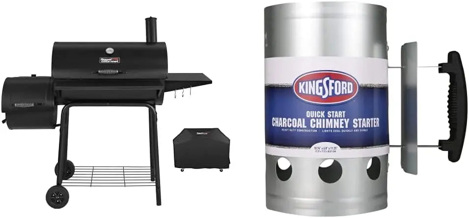 Royal Gourmet CC1830SC Charcoal Grill Offset Smoker w/Cover, 811 Square Inches, Black