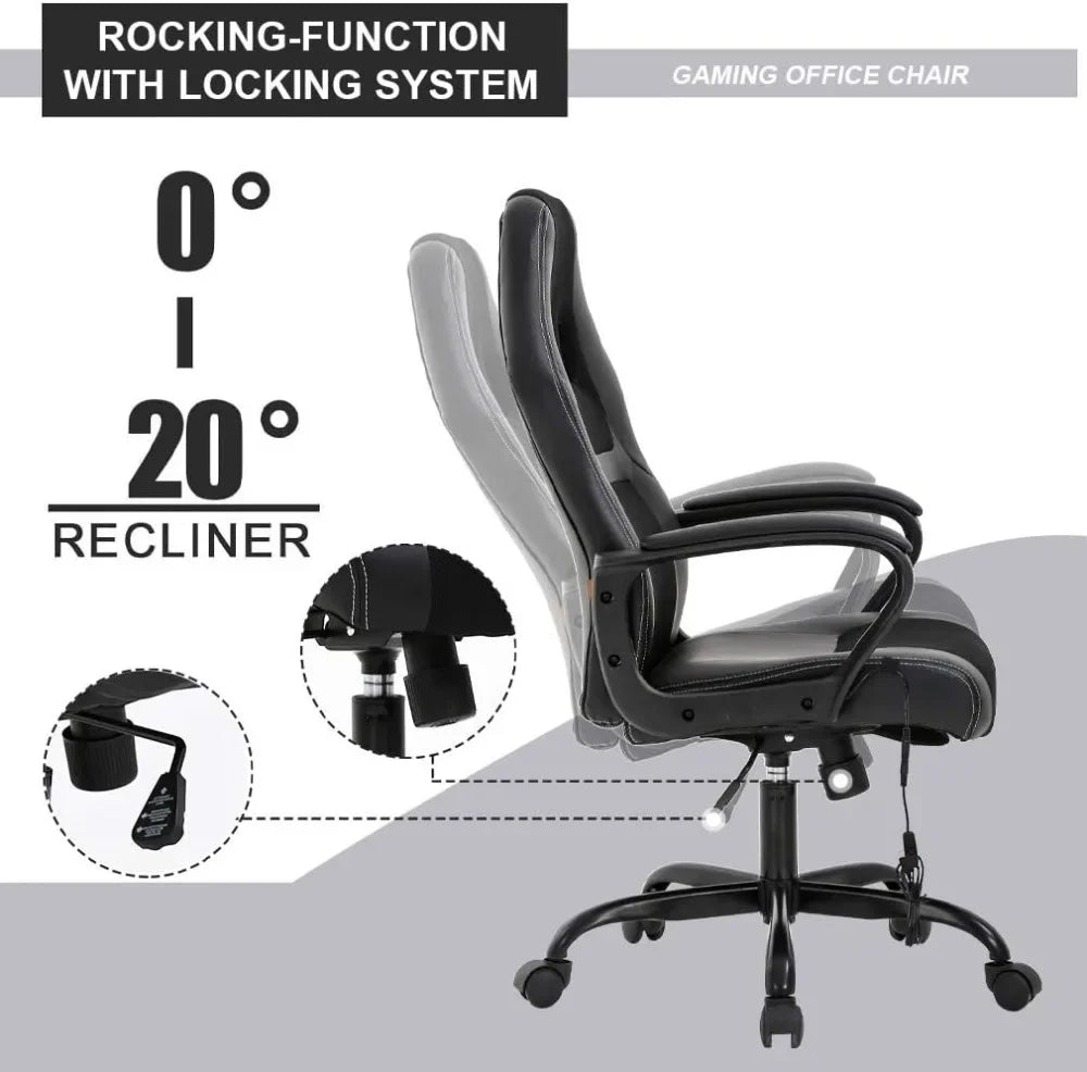 PC Gaming Chair Massage Office Chair Ergonomic Desk Chair Adjustable PU Leather Racing Chair