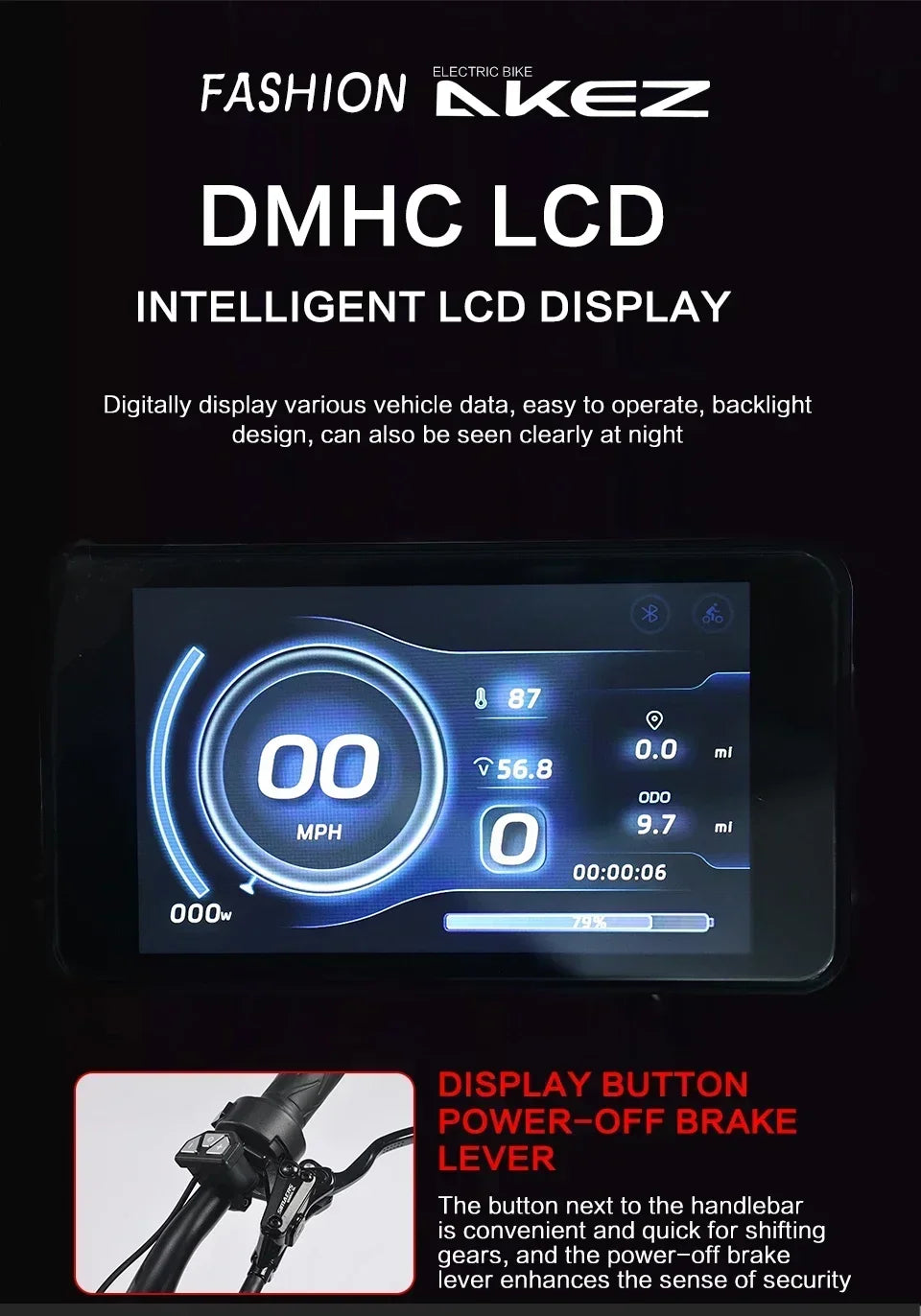 Ebike AKEZ King Kong1500W 48V 41AH dual battery, 20-inch fat tires, hydraulic oil brakes