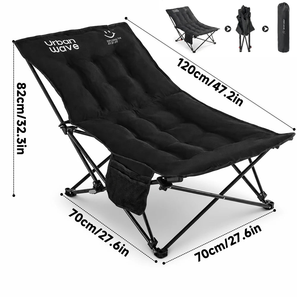 Outdoor folding bed, camping bed with mattress, portable folding bed, 330 Lbs capacity, carry bag