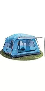 KTT Extra Large Tent 10-12-14 Person(B),Family Cabin Tents,2 Rooms,3 Doors and 3 Windows with Mesh