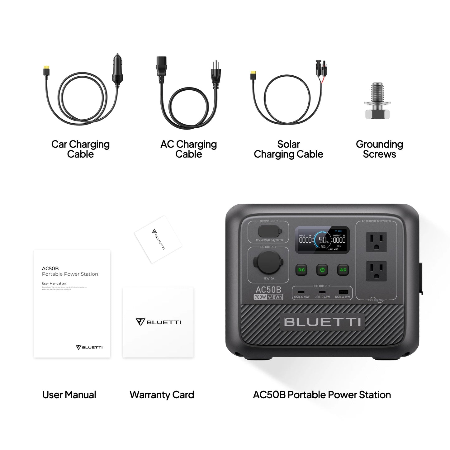 BLUETTI AC50B Portable Power Station 700W 448Wh LiFePO4 Battery Backup Lightweight Solar Generator