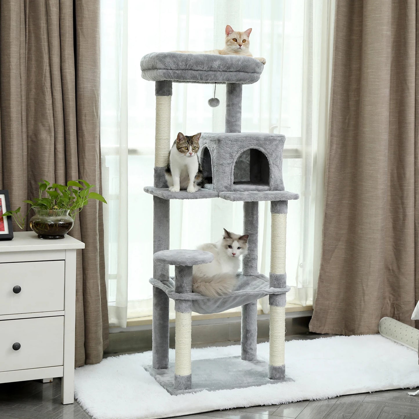 Cat Tree Tower House Condo Perch Entertainment Scratching for Kitten Multi-Level Tower