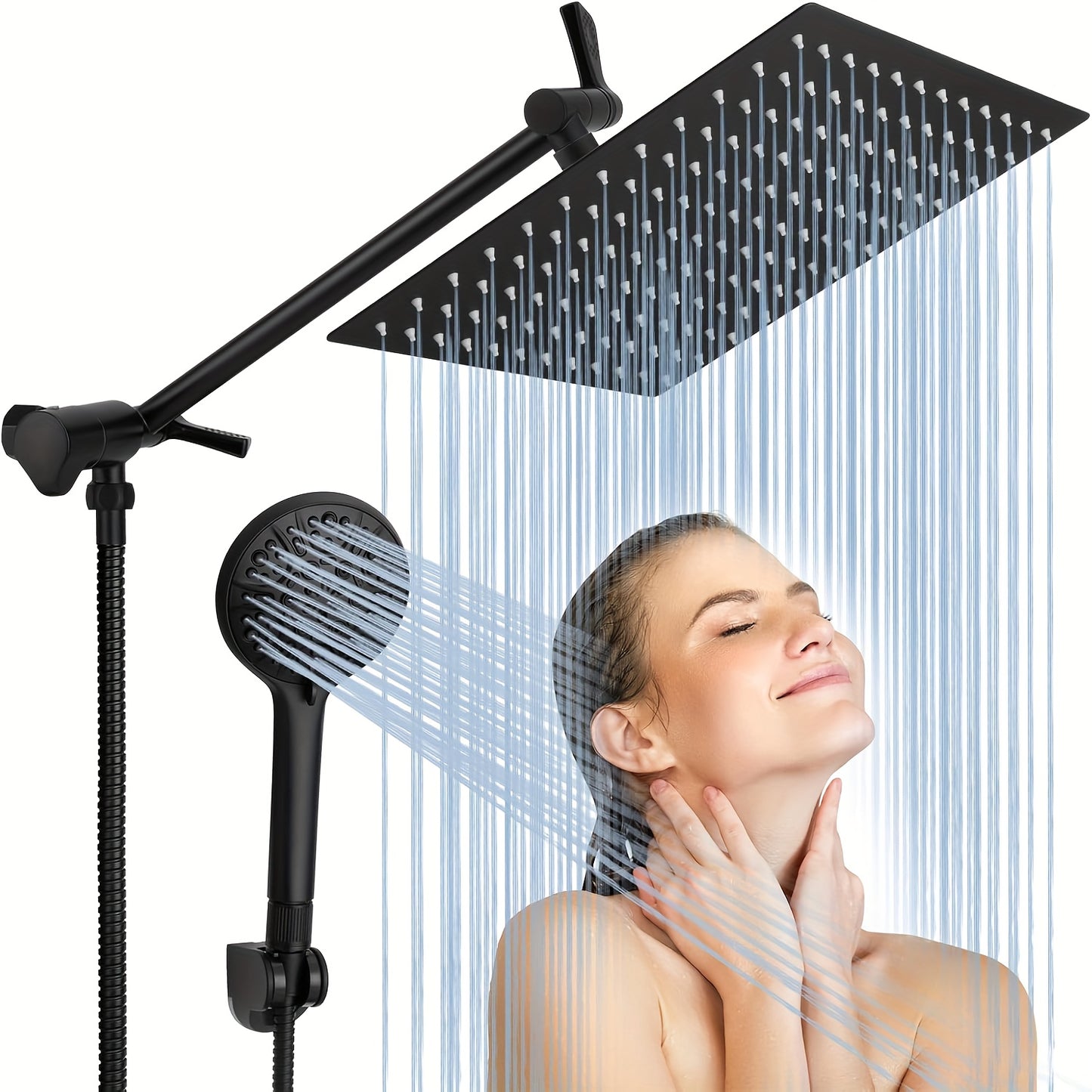 Luxury Modern Shower System Combo: 13" Square Rainfall & 4-Mode Handheld, Polished Copper Finish