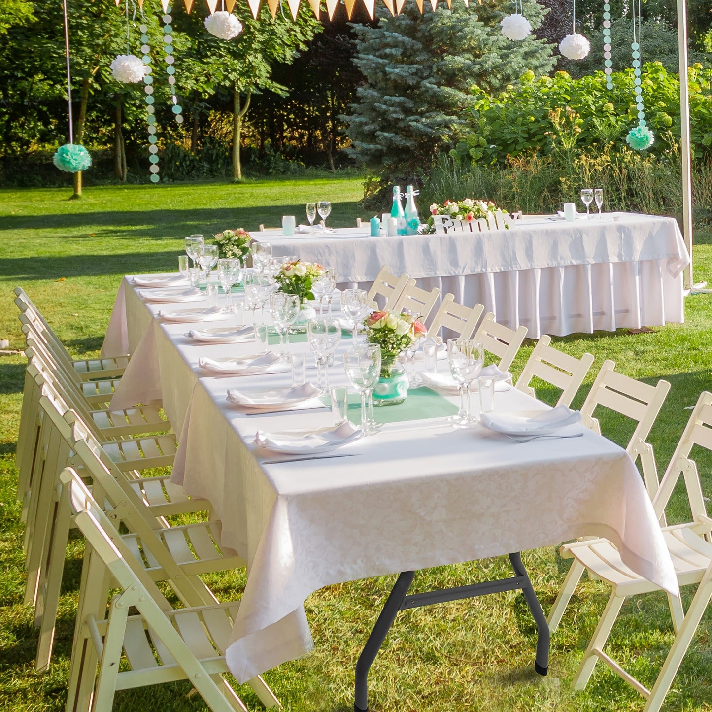 [Portable Folding Table] Portable 4ft/6ft Plastic Folding Table - White Dining Table