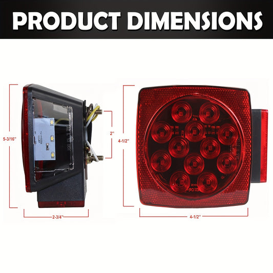 12V LED Trailer Lights, Red White/Stop Tail Turn Signal/Utility Trailer Lights for Under 80" RV-BOAT