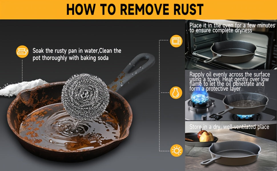 3pcs Non-Stick Cast Iron Skillet Set with Drip Spout - Perfect for Holiday Cooking, RV & Campfire