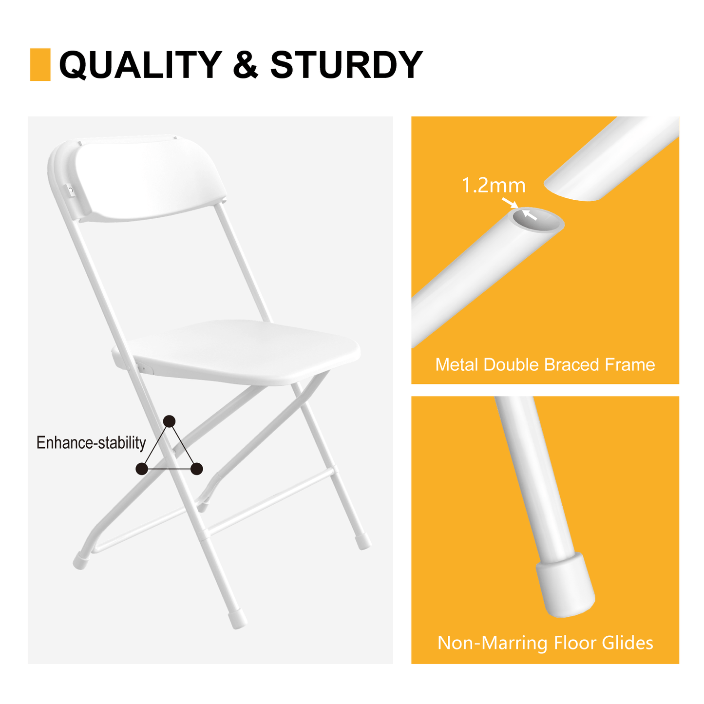 10-pack White Folding Chairs, Plastic Folding Chairs, Durable Indoor & Outdoor Wedding Party