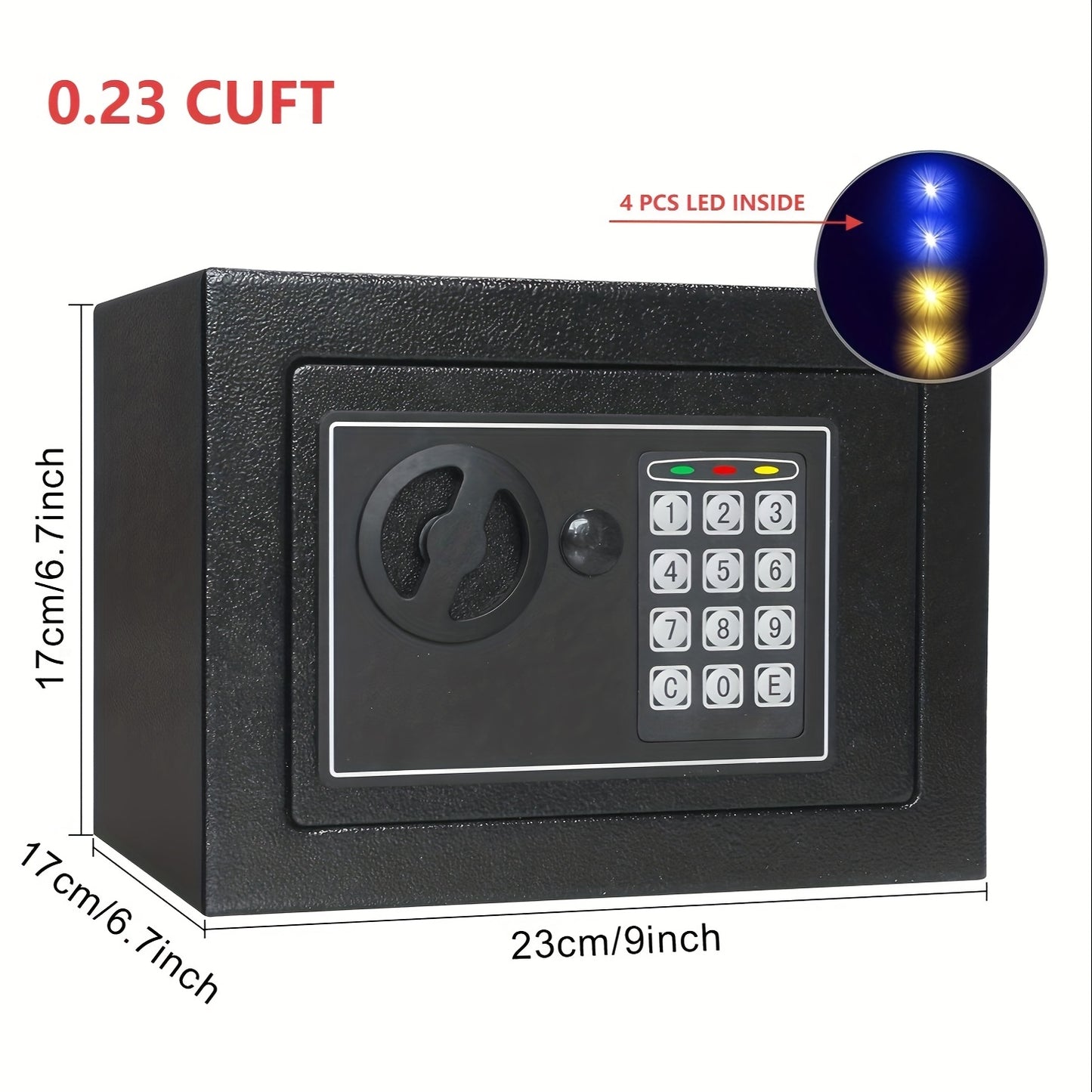 HOMEYUER Safe Box with 4pcs LED Sensor Light, Hidden Safe Box with Key & Digital Lock