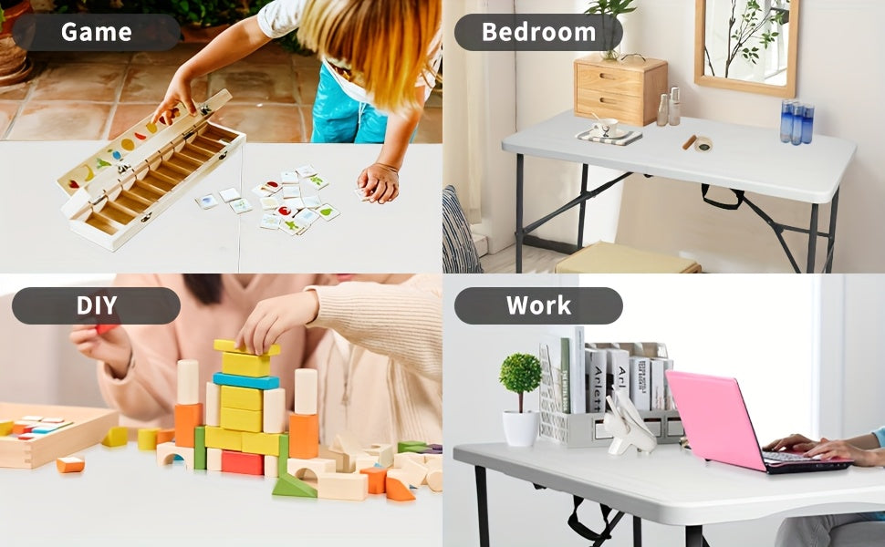 [Portable Folding Table] Portable 4ft/6ft Plastic Folding Table - White Dining Table