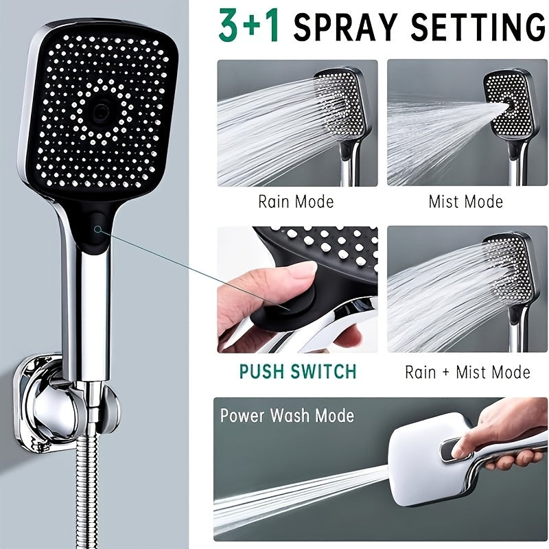 Luxury Modern Shower System Combo: 13" Square Rainfall & 4-Mode Handheld, Polished Copper Finish