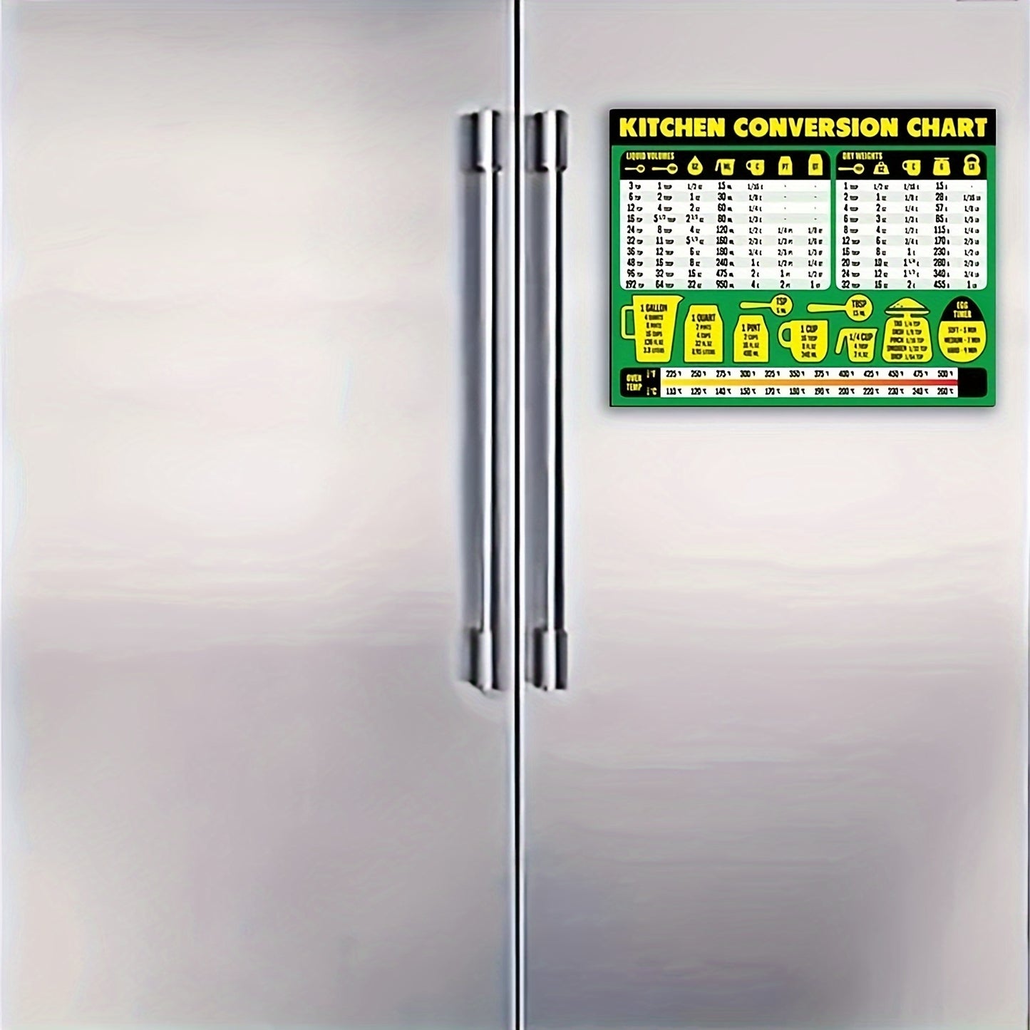 Kitchen Conversion Magnet/Imperial & Metric Chart For Cooking-Baking/Weight, Liquid & Temp 6"x8"