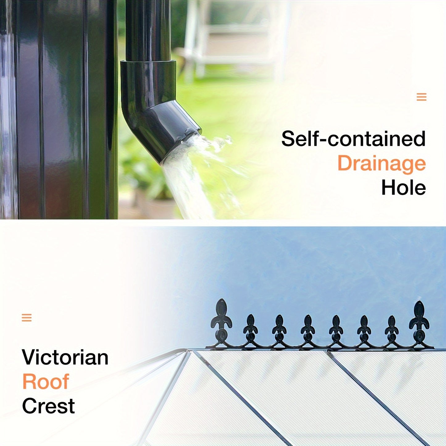 Aluminum Greenhouse Polycarbonate, 2 Vents, Double Swing Doors, 6FT Wall Height Extension