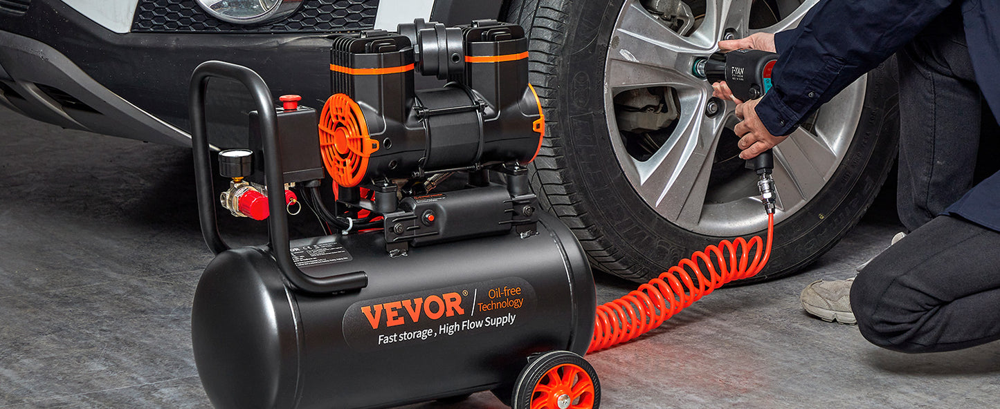 VEVOR 4.8 Gallon Air Compressor 1.2HP Oil Free Compressor, Tire Inflation Spray Painting, Nailing